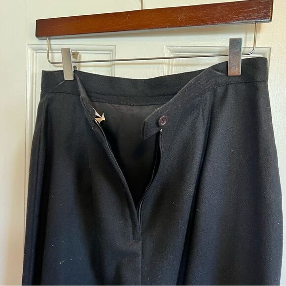Womens Classic Vtg Isaac Hazan Black Pencil/Straight Skirt 100% Wool Slit Sz 12 - Picture 3 of 8